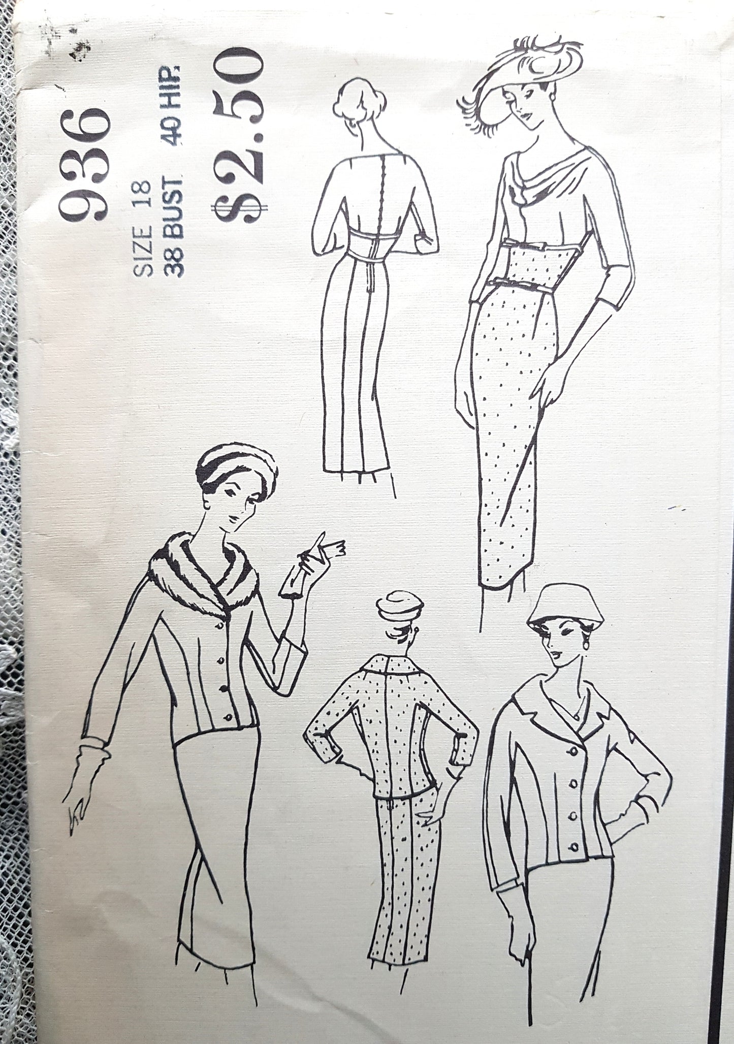 1950s CHIC Dress and Jacket Day or Evening Pattern VOGUE Couturier Design 936 Bust 38 Vintage Sewing Pattern FACTORY FOLDED