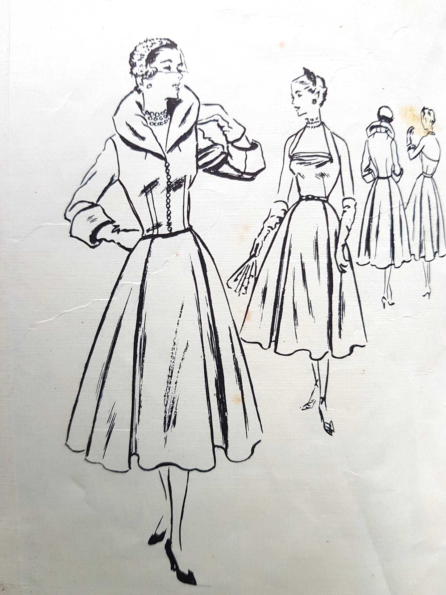 1950s STUNNING Evening Dress and Dramatic Jacket Pattern VOGUE Couturier Design 614 Bust 34 Vintage Sewing Pattern