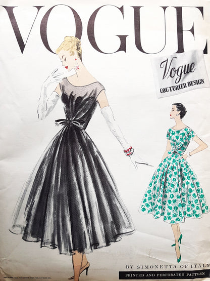 1950s RARE Dress Pattern to find Vogue Couturier Design 922 Party Evening Dress by SIMONETTA of Italy ,Beautiful Dress, Bust 36 Vintage Sewing Pattern FF