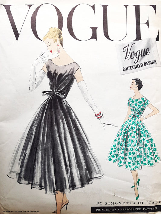 1950s RARE Dress Pattern to find Vogue Couturier Design 922 Party Evening Dress by SIMONETTA of Italy ,Beautiful Dress, Bust 36 Vintage Sewing Pattern FF