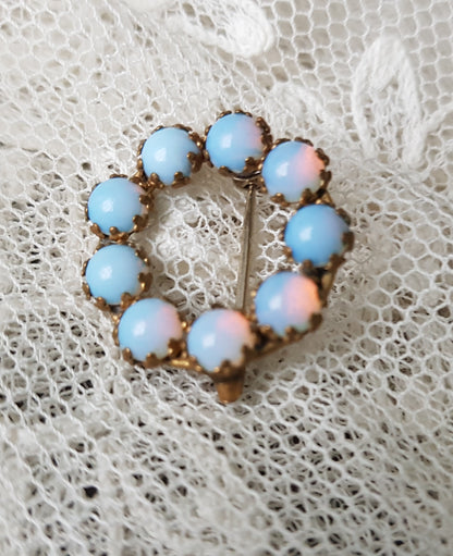 LOVELY Victorian Small Opaline Glass Brooch, Beautiful Fire Hues, Collectible Jewelry