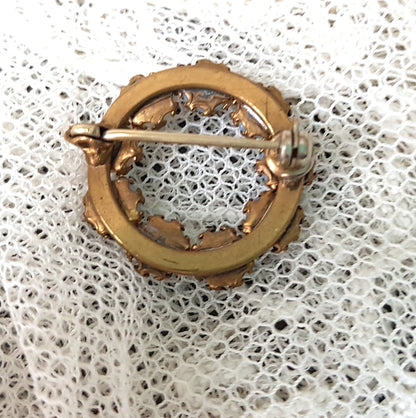 LOVELY Victorian Small Opaline Glass Brooch, Beautiful Fire Hues, Collectible Jewelry