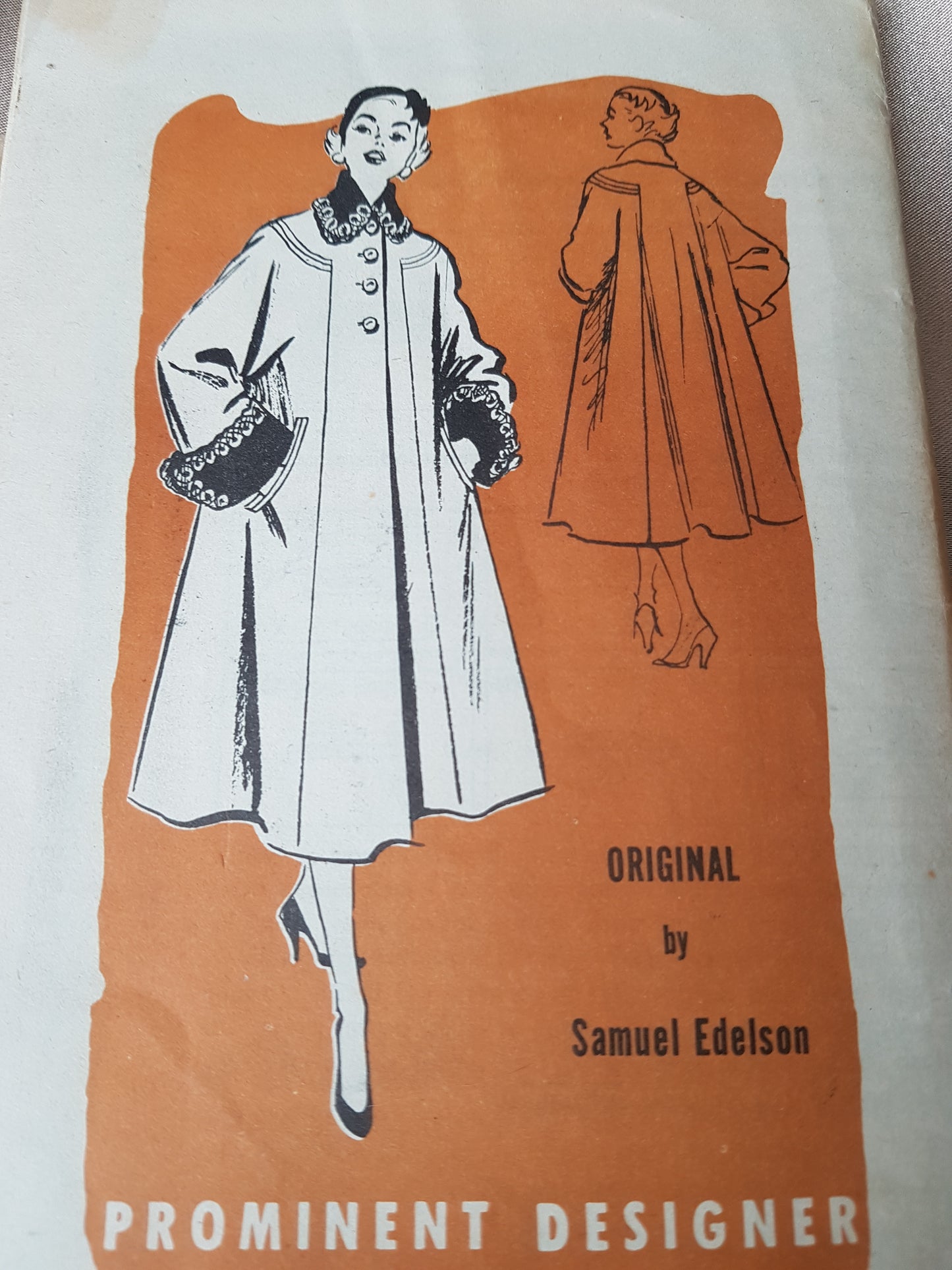 FABULOUS 1950s Swing Back Coat Pattern PROMINENT DESIGNER M367, Beautiful Large Cuffs, Couture Details, Bust 38 Vintage Sewing Pattern FACTORY Folded