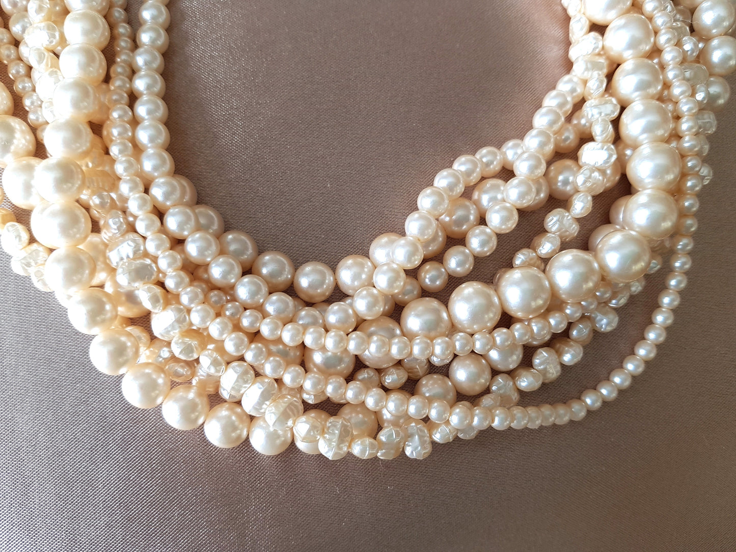 FABULOUS Multi-Strand Vintage Pearl Necklace, 9 Strand Faux Pearl Vintage Necklace, 5 Different Styles of Lustrous Pearls,Beautiful Vintage Jewelry