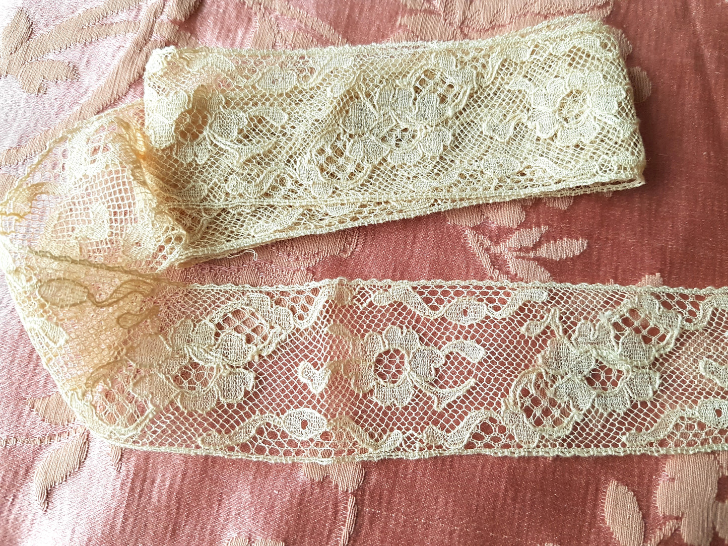 Antique BEAUTIFUL French Lace Cotton Trim Delicate Intricate Pattern, For Dolls, Heirloom Sewing, Journals, Collectible Vintage Lace Trim