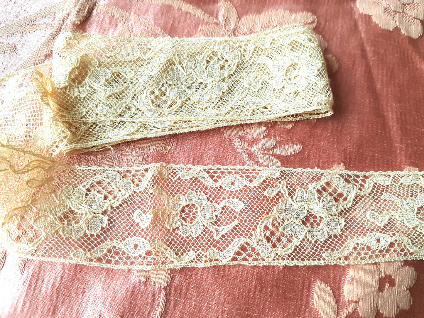 Antique BEAUTIFUL French Lace Cotton Trim Delicate Intricate Pattern, For Dolls, Heirloom Sewing, Journals, Collectible Vintage Lace Trim