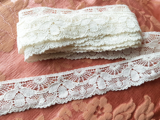 LOVELY Vintage French Lace Cotton Trim, Intricate Pattern,Dolls,Heirloom Sewing, Fine Crafts, Collectible Vintage Lace