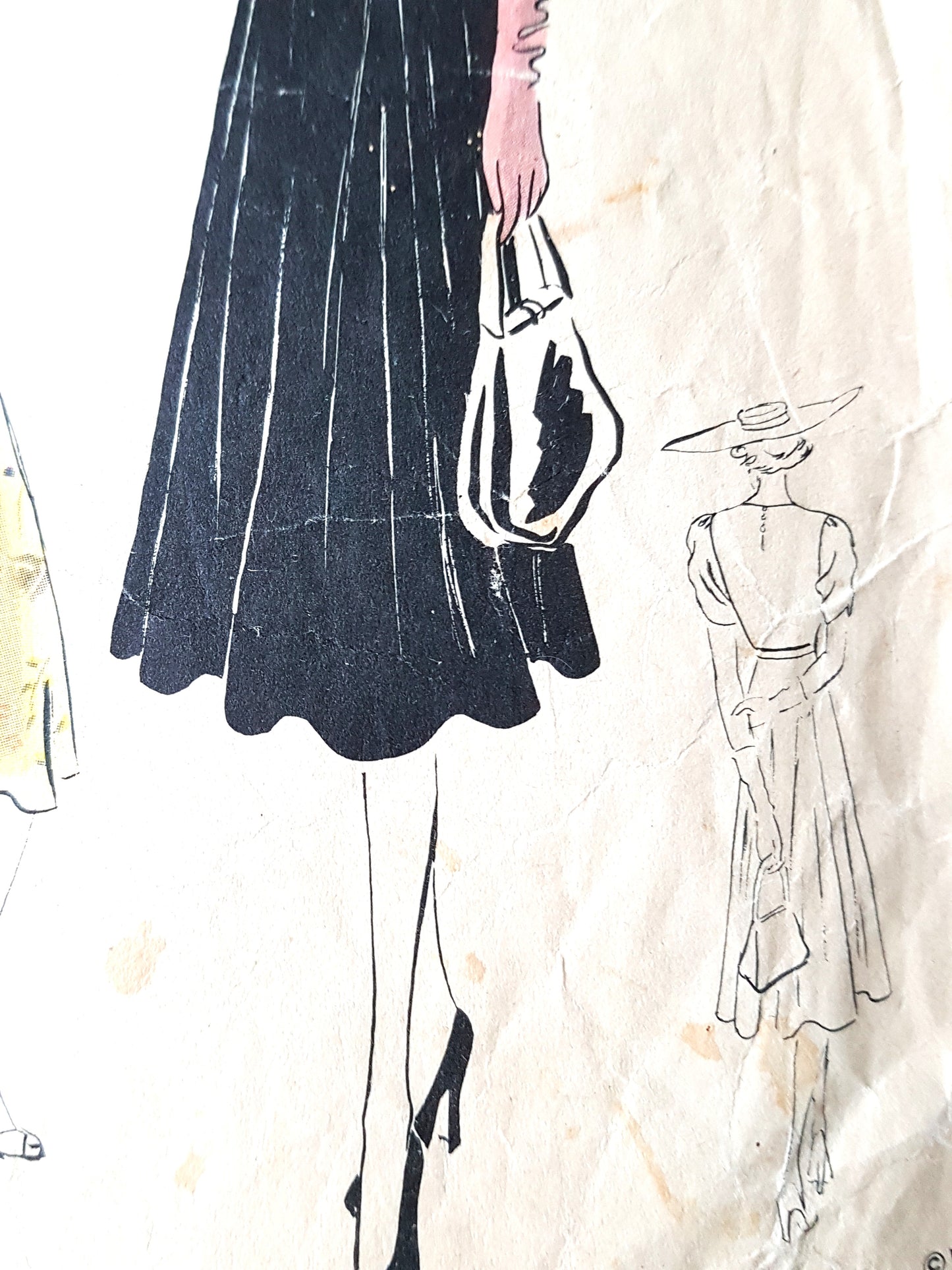 Late 1930s BEAUTIFUL Dress Pattern VOGUE 7954 Lovely Shaped Neckline, Circular Bias Cut Skirt Bust 34 Vintage Sewing Pattern
