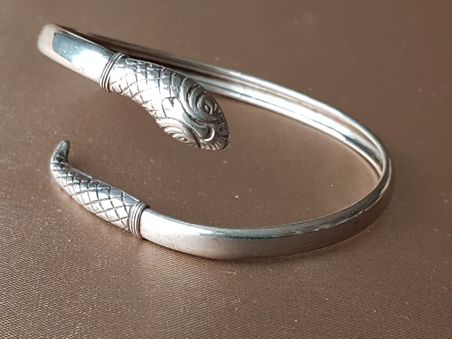 LOVELY Edwardian Birks Sterling Silver Snake Bracelet, By Pass Style, Beautiful Details, Collectible Vintage Jewelry