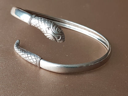 LOVELY Edwardian Birks Sterling Silver Snake Bracelet, By Pass Style, Beautiful Details, Collectible Vintage Jewelry