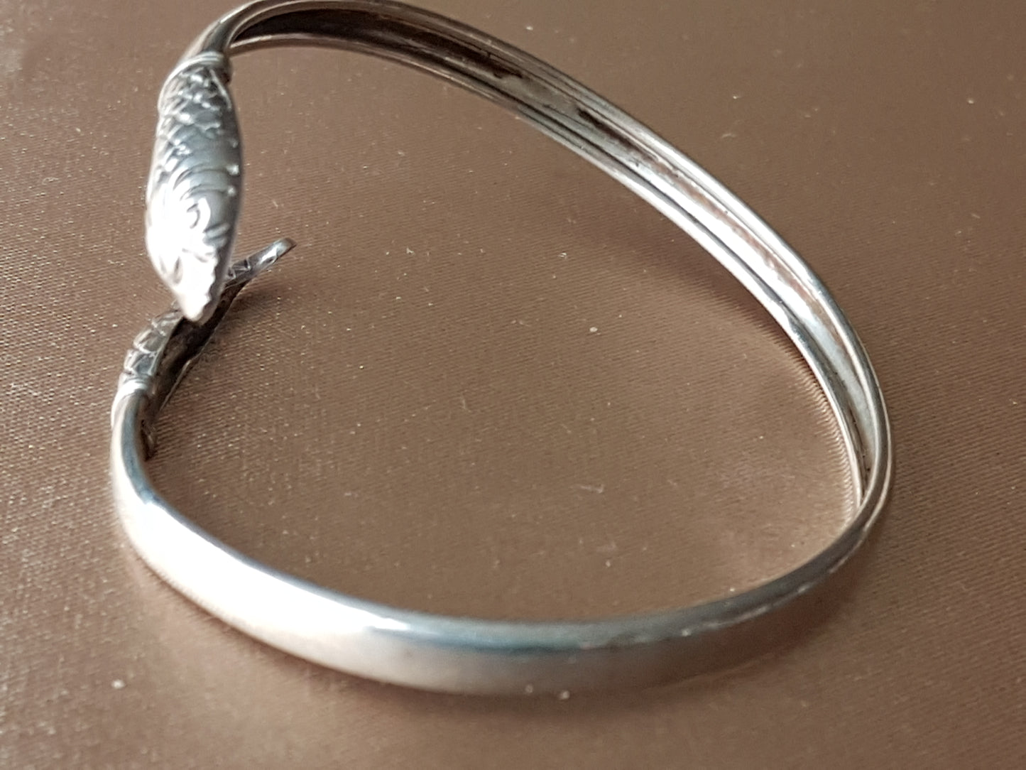 LOVELY Edwardian Birks Sterling Silver Snake Bracelet, By Pass Style, Beautiful Details, Collectible Vintage Jewelry