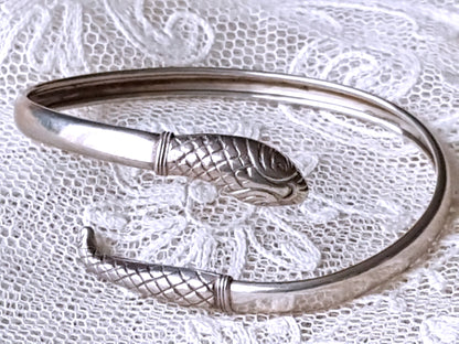 LOVELY Edwardian Birks Sterling Silver Snake Bracelet, By Pass Style, Beautiful Details, Collectible Vintage Jewelry