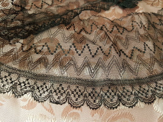 Antique French Netted Lace Wide Trim,Delicate Intricate Pattern, Ideal For Fine Projects,Dolls,Vintage Clothing,Millinery,Heirloom Sewing