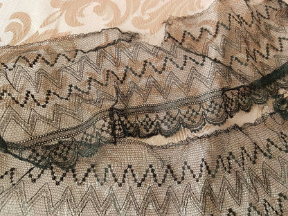 Antique French Netted Lace Wide Trim,Delicate Intricate Pattern, Ideal For Fine Projects,Dolls,Vintage Clothing,Millinery,Heirloom Sewing
