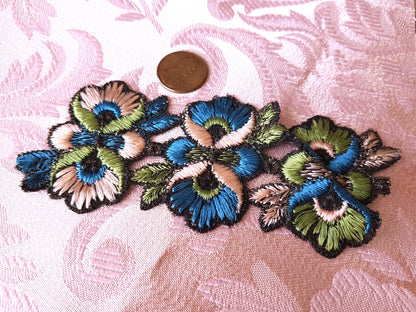 LOVELY Vintage Small French Appliques, Rich Gold Metallic and Silk Thread Embroidery Perfect For Fine Crafts and Heirloom Sewing, Collectible Trims Textiles