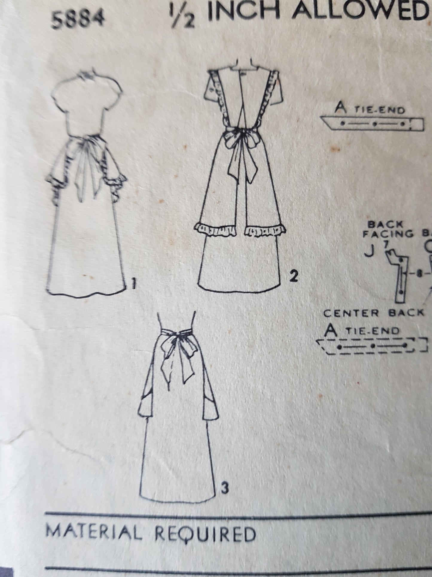 1950s PRETTY Set of Aprons Pattern ADVANCE 5884 Full Bib and Half Aprons 3 Lovely Styles Size Small Vintage Sewing Pattern