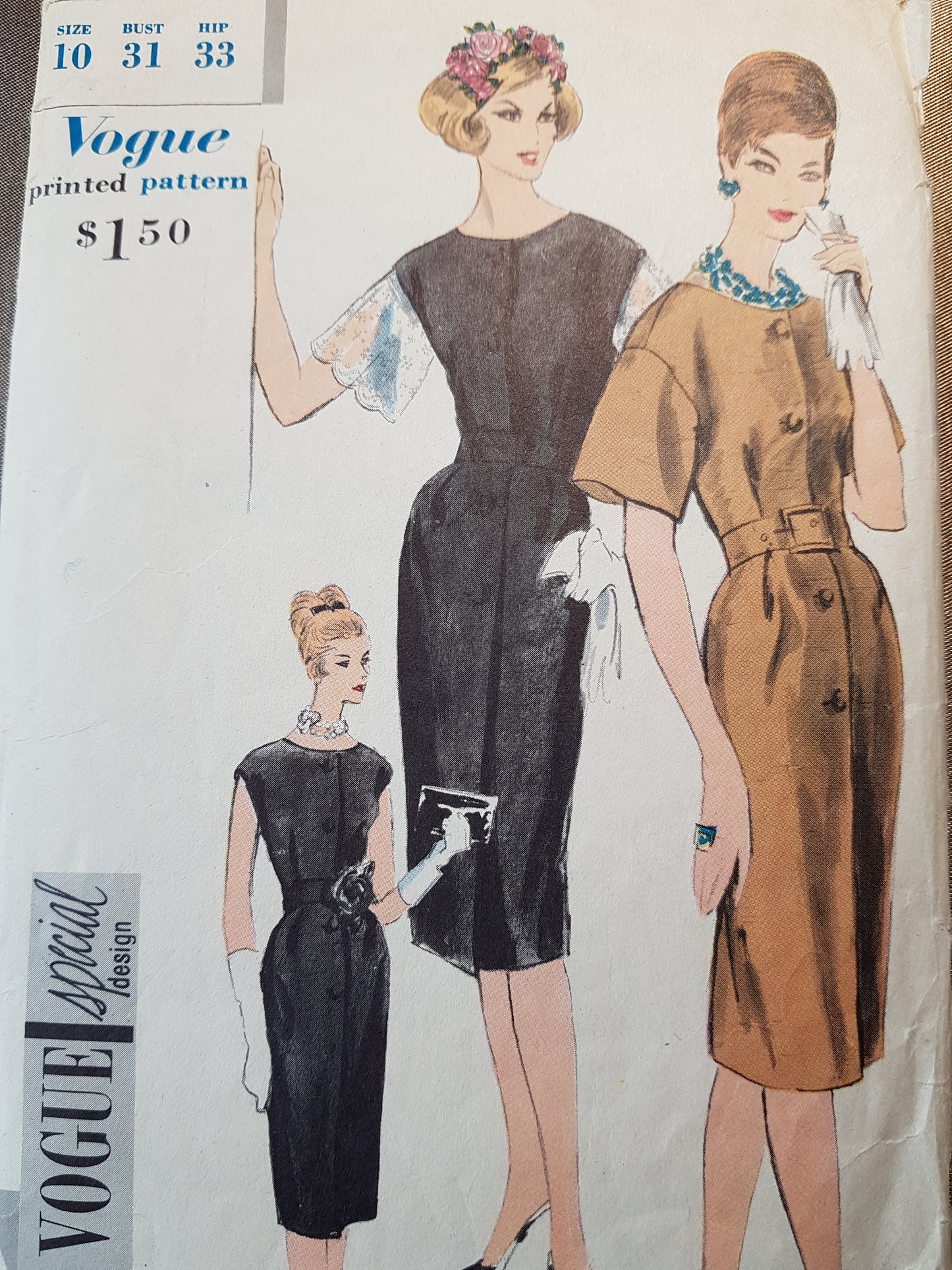 1960 STYLISH Day or Cocktail Party Dress and Guimpe Pattern VOGUE Special Design 4102 Three Style Versions, Bust 31 Vintage Sewing Pattern
