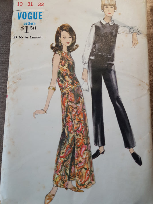 1960s FABULOUS Dress, Blouse, Overblouse and Slim Pants Pattern VOGUE 6951 Daytime or Evening, Bust 31 Vintage Sewing Pattern FF