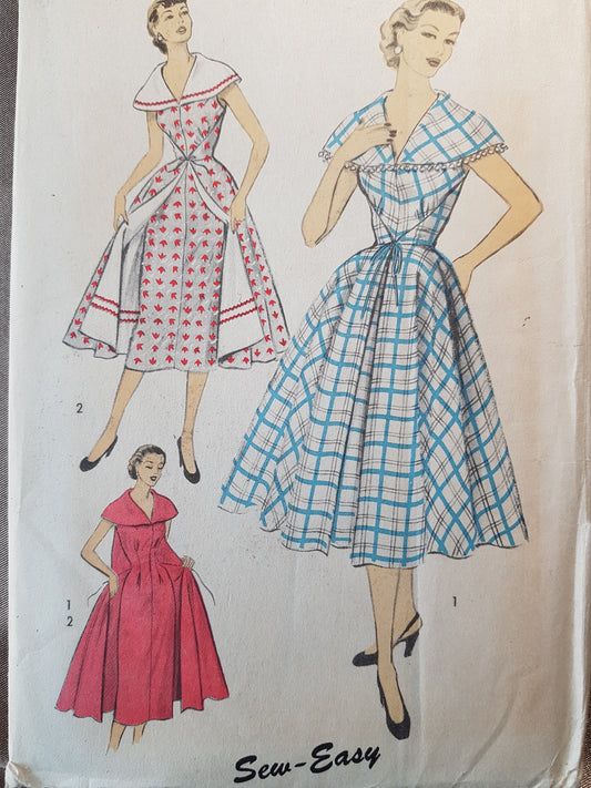FABULOUS 1950s Wrap Around Dress with Cape Collar Pattern ADVANCE 6144 Sew Easy Size Medium Bust 32-34 Vintage Sewing Pattern FACTORY FOLDED