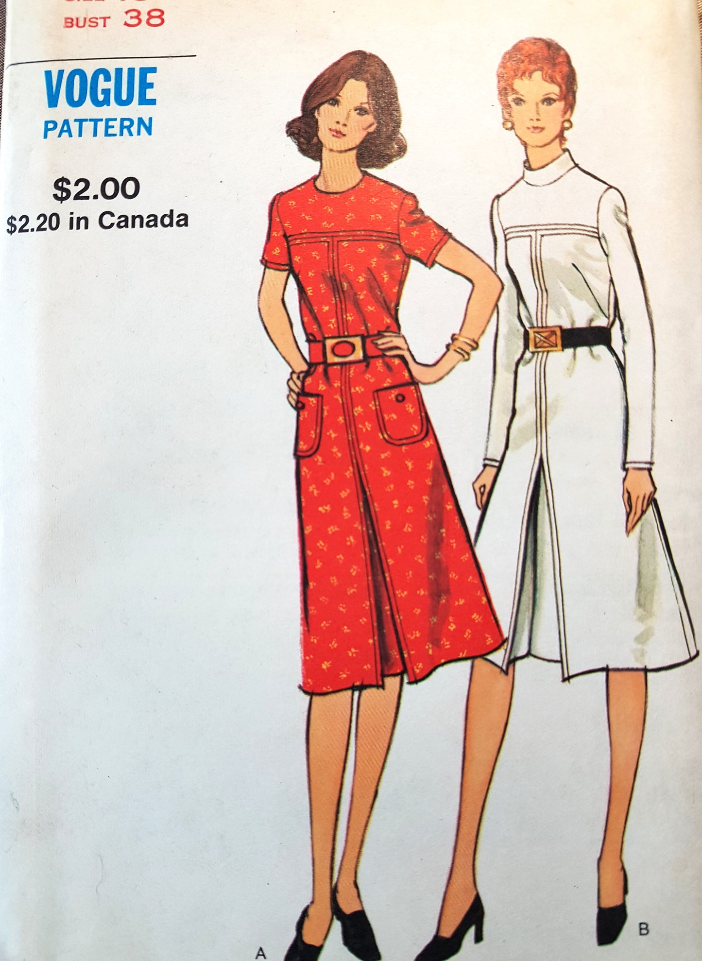 1970s CLASSY Dress Pattern Two Versions Bust 38 Vintage Sewing Pattern FF