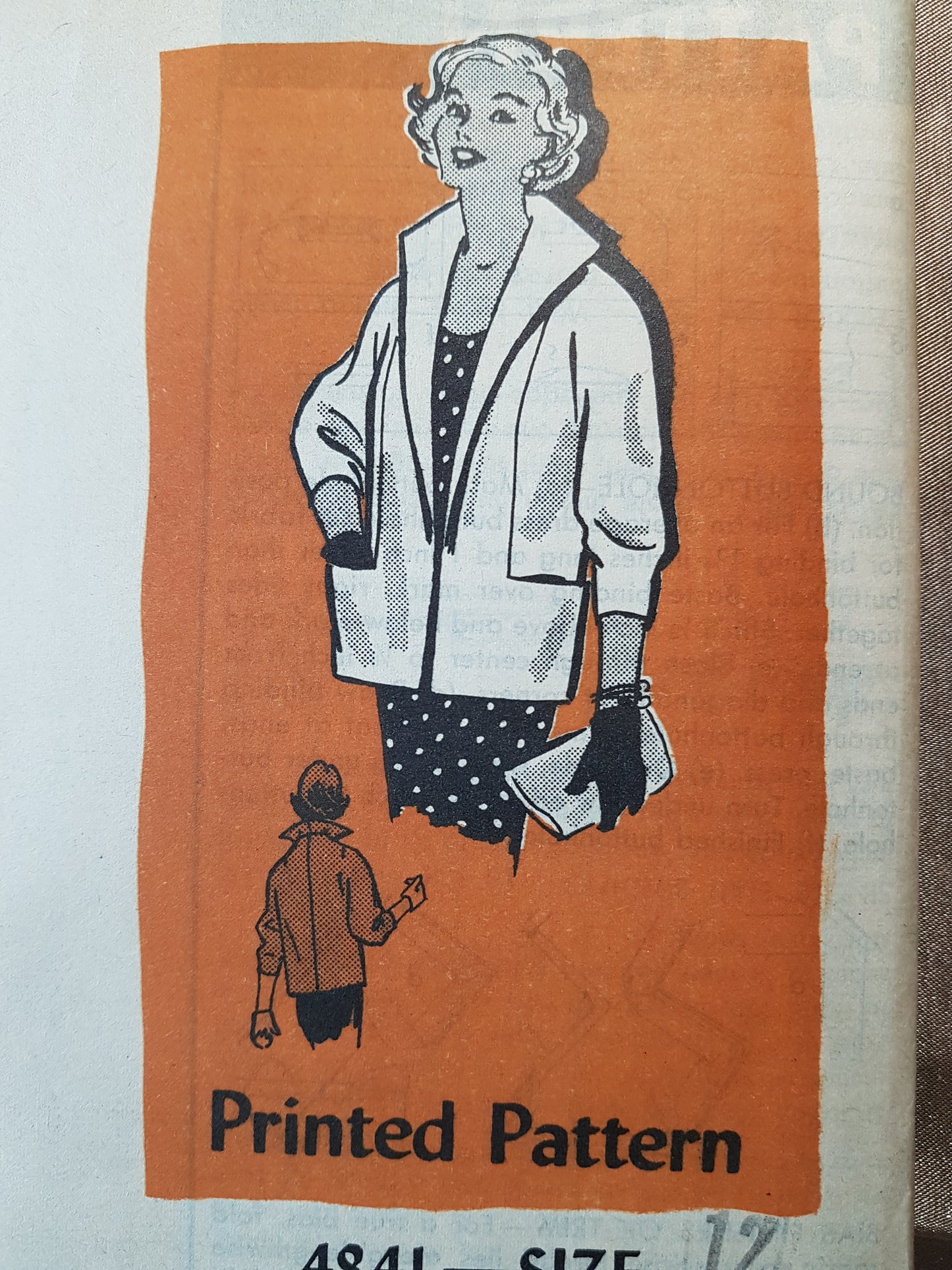 1950s STYLISH Jacket Topper Pattern ANNE ADAMS 4841 Wing Collar Jacket with Pockets, Bust 32 Vintage Sewing Pattern FF