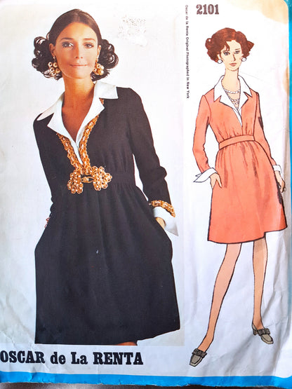 1960s LOVELY Oscar de La Renta Evening Dress Pattern Vogue Americana 2101 Day or Cocktail Dress Bust 32 Vintage Sewing Pattern
