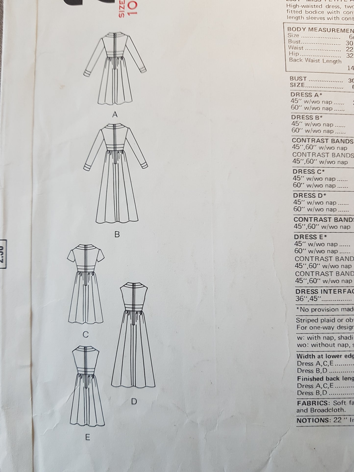 1970s BEAUTIFUL High Waist Dress Pattern VOGUE 2581 Day or Evening Maxi Lengths Bust 32 Vintage Sewing Pattern