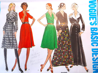 1970s CLASSY Front Wrap Coat Dress Pattern VOGUE 2599 Three Versions  2 Lengths, Bust 40 Vintage Sewing Pattern FF