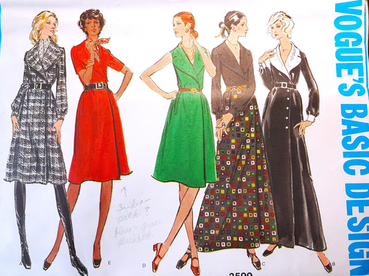 1970s CLASSY Front Wrap Coat Dress Pattern VOGUE 2599 Three Versions  2 Lengths, Bust 40 Vintage Sewing Pattern FF