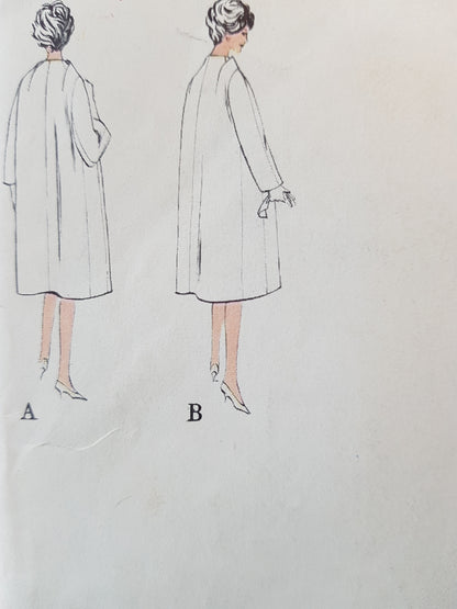 CHIC Early 1960s PATOU Bulky Coat Pattern VOGUE Paris Original 1479 Double Breasted Coat Bust 34 Vintage Sewing Pattern FF + Label