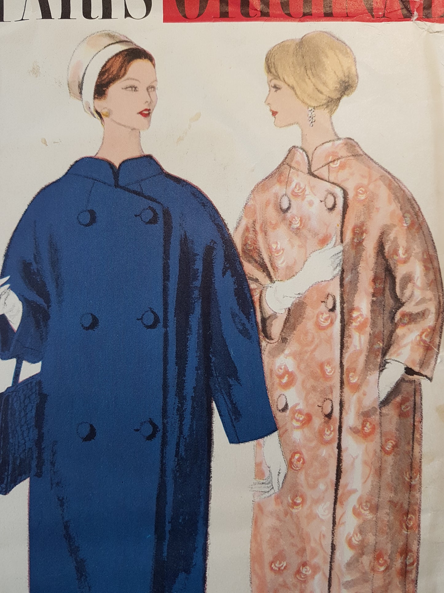CHIC Early 1960s PATOU Bulky Coat Pattern VOGUE Paris Original 1479 Double Breasted Coat Bust 34 Vintage Sewing Pattern FF + Label