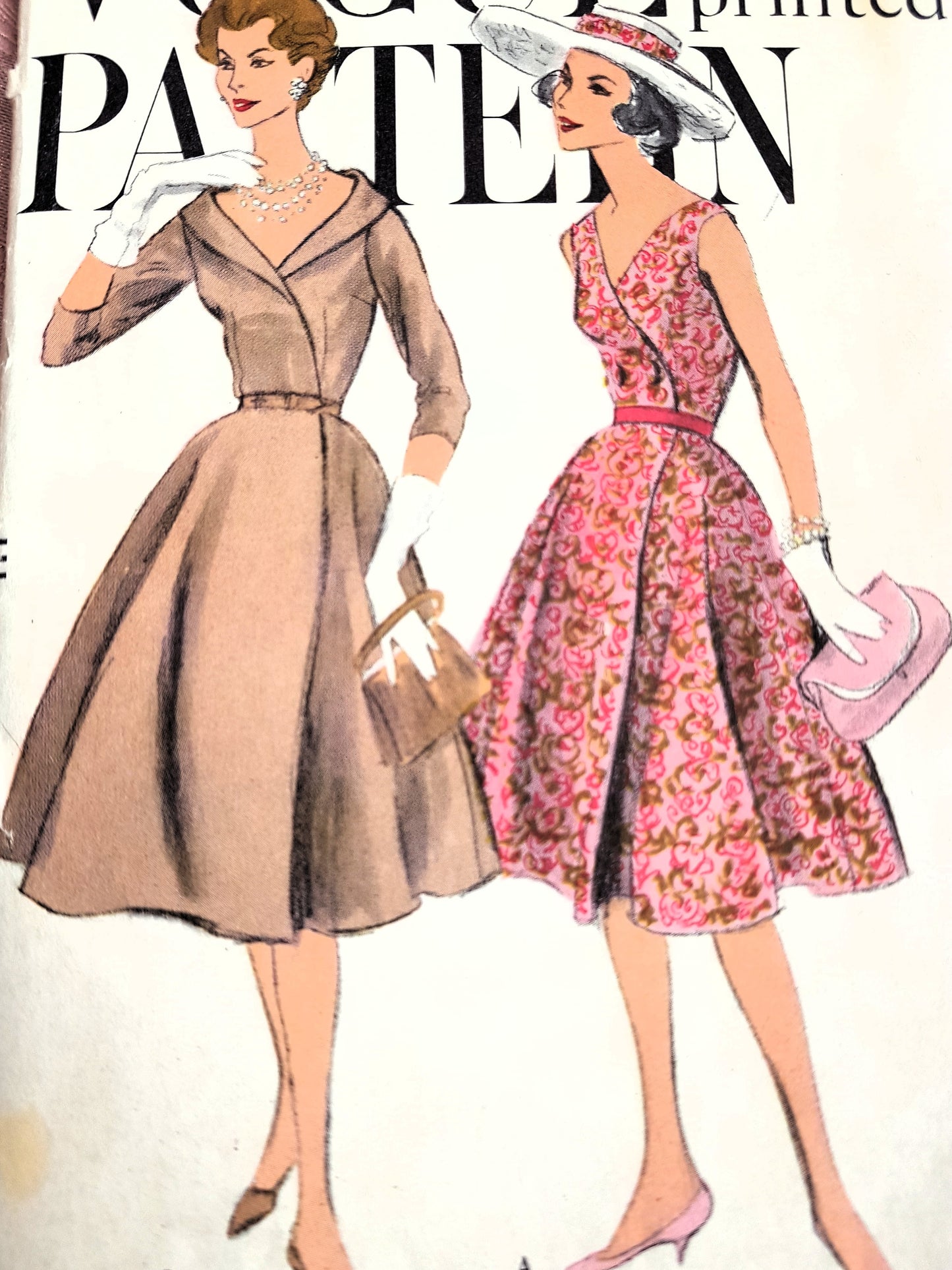 Late 1950s EASY TO SEW Wrap Dress Pattern VOGUE 9537 Day or Cocktail Party Wrapped Dress Bust 34 Vintage Fashion Sewing Pattern