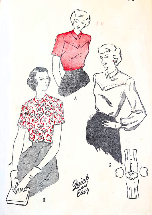 1940s CLASSY Button Back Blouse Pattern BUTTERICK 4656 Pretty Details, Bust 32 Vintage Sewing Pattern