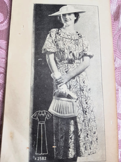 1930s LOVELY Dress Pattern ANNE ADAMS 2582 Day or Party Dress Bust 38 Vintage Fashion Sewing Pattern