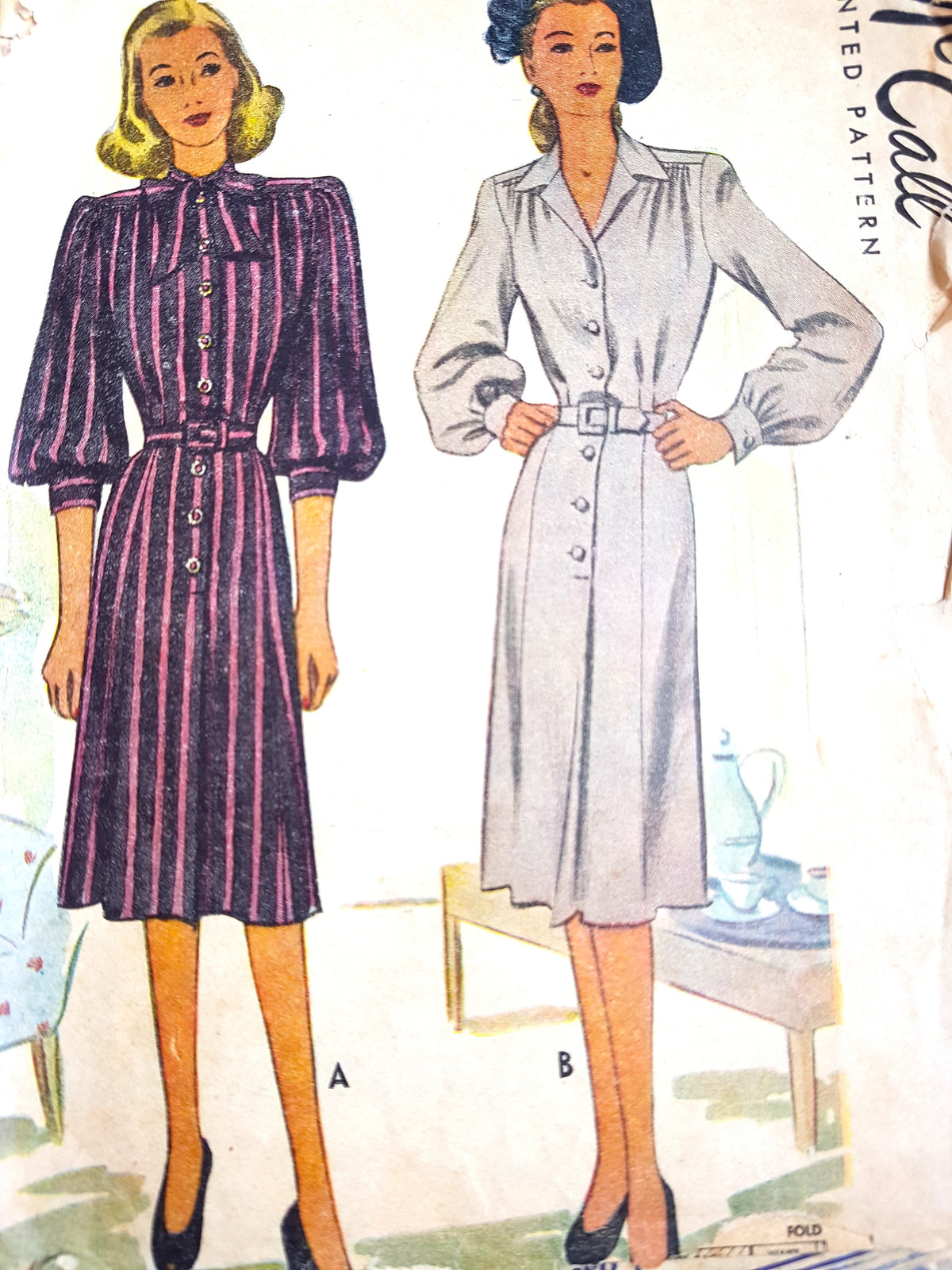 FABULOUS 1940s Dress Pattern McCALL 6658 Two Lovely Styles Bust 36 Vintage Fashion Sewing Pattern