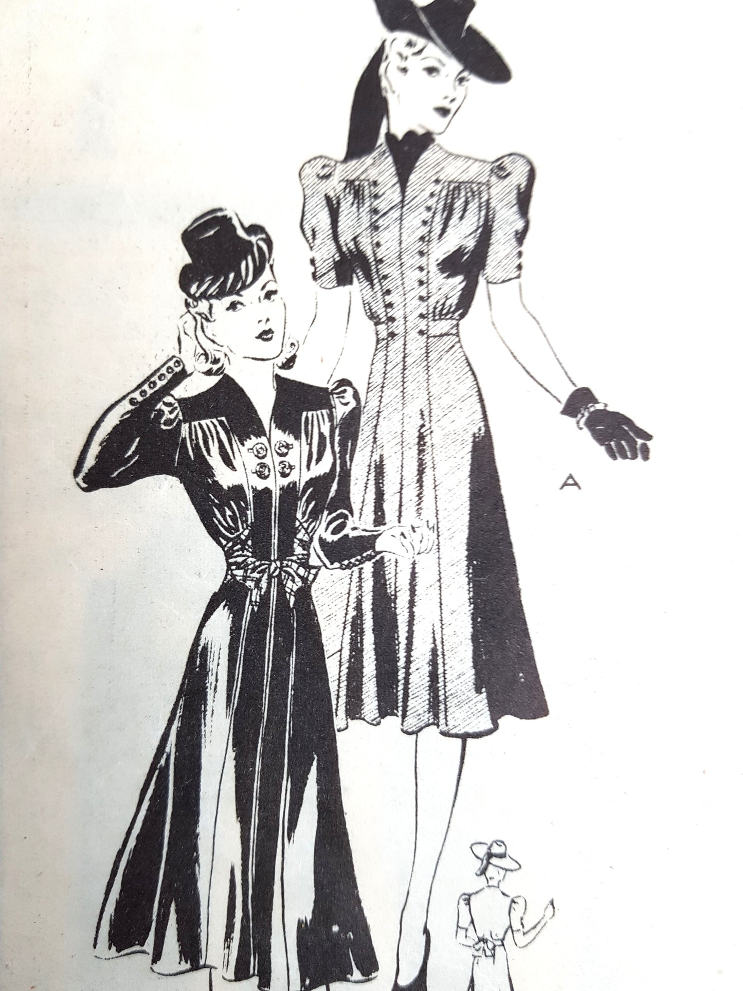 1940s LOVELY Dress Pattern AMERICAN WEEKLY 3047 Beautiful Design Details Flattering Style Bust 36 Vintage Fashion Sewing Pattern