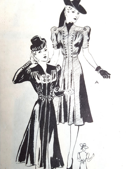 1940s LOVELY Dress Pattern AMERICAN WEEKLY 3047 Beautiful Design Details Flattering Style Bust 36 Vintage Fashion Sewing Pattern