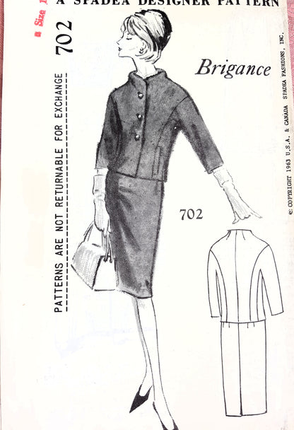 1960s CLASSY Brigance Slim Suit Pattern SPADEA 702 Bust 36 Vintage Sewing Pattern FF