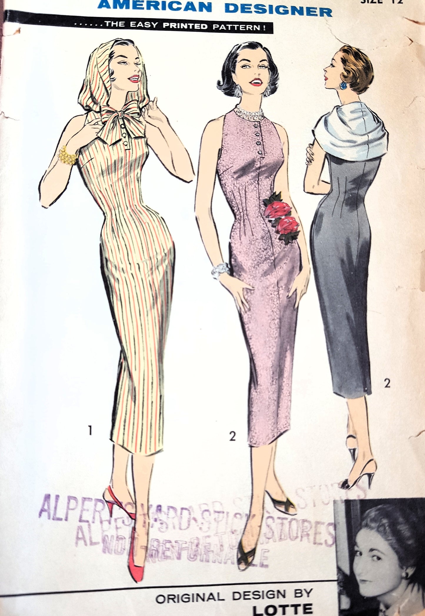 1950s AMERICAN DESIGNER Sheath Dress and Hood Pattern ADVANCE 8292 Day or Evening Cocktail Party Dress Bust 32 Vintage Sewing Pattern