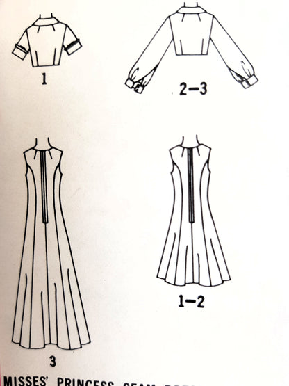 1970s FAB Princess Seam Dress and Jacket Pattern SIMPLICITY 6761 Regular or Maxi Length Dress Bust 32-1/2 Vintage Sewing Pattern