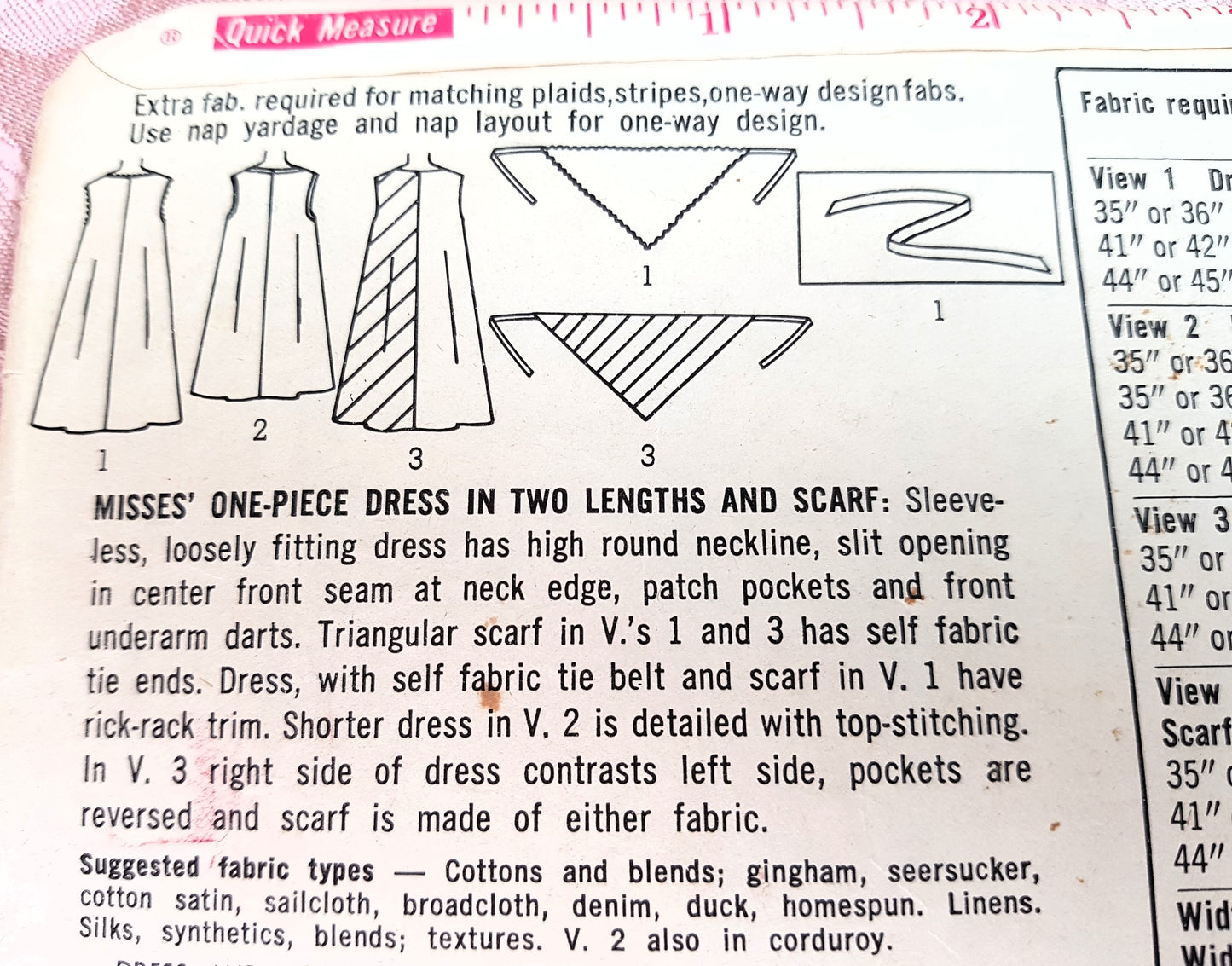 1960s CUTE Tent Dress and Head Scarf Pattern SIMPLICITY 5300 Size Small Bust 31-32 Vintage Sewing Pattern