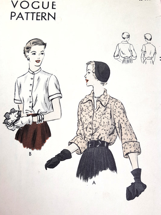 1950 EASY To Sew ,Blouse Pattern, VOGUE 6991 Two Fabulous Styles, Bust 32 ,Vintage Sewing Pattern
