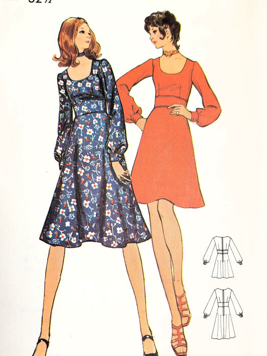 1970 LOVELY Dress Pattern BUTTERICK 6167 Scoop Neckline, Flared Dress in 2 Lengths, Bust 32-1/2 Vintage Sewing Pattern FF