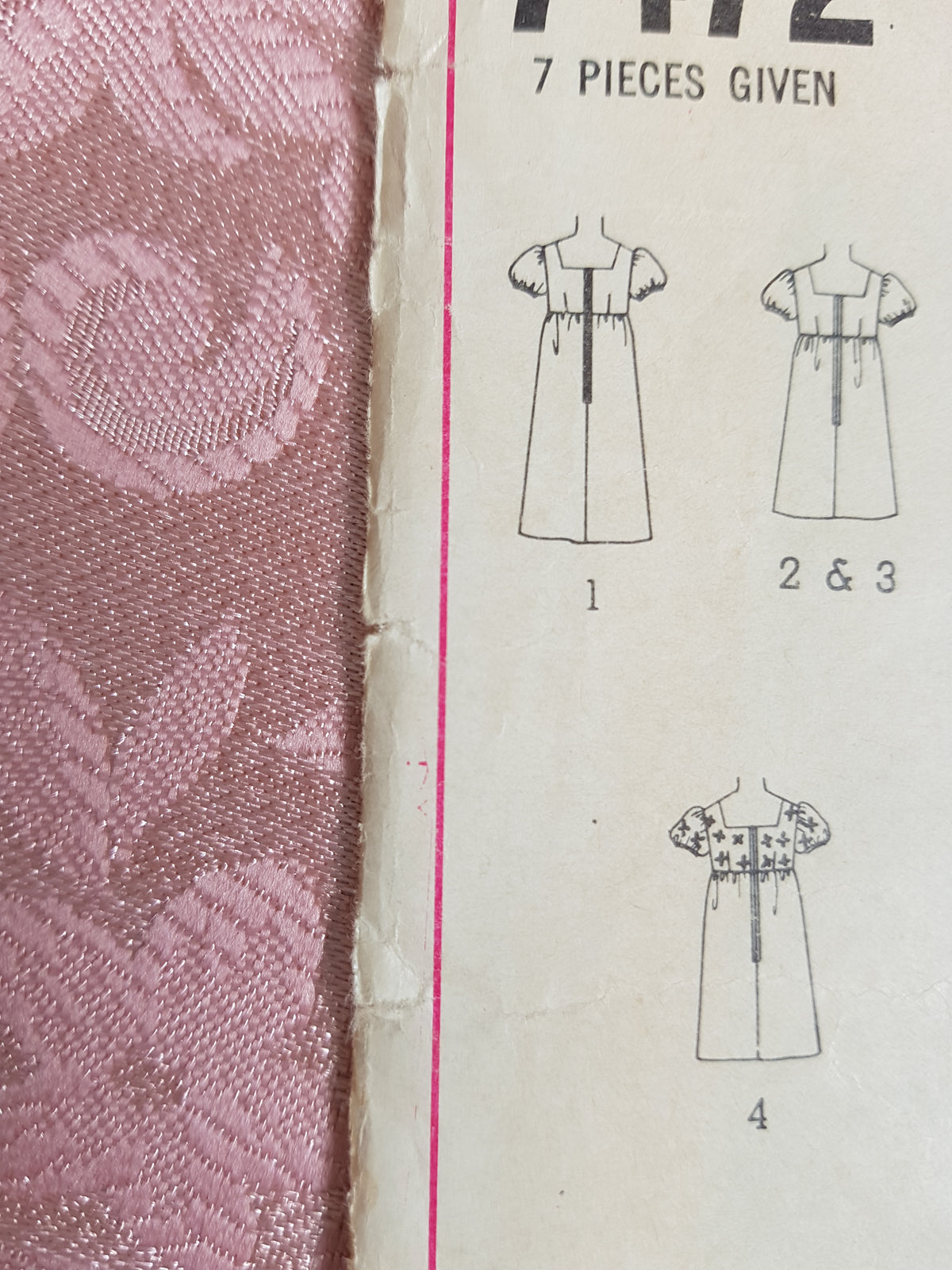 MOD 1960s CUTE Empire Dress Puff Sleeves Pattern SIMPLICITY 7472 Four Versions, Bust 32 Vintage Sewing Pattern