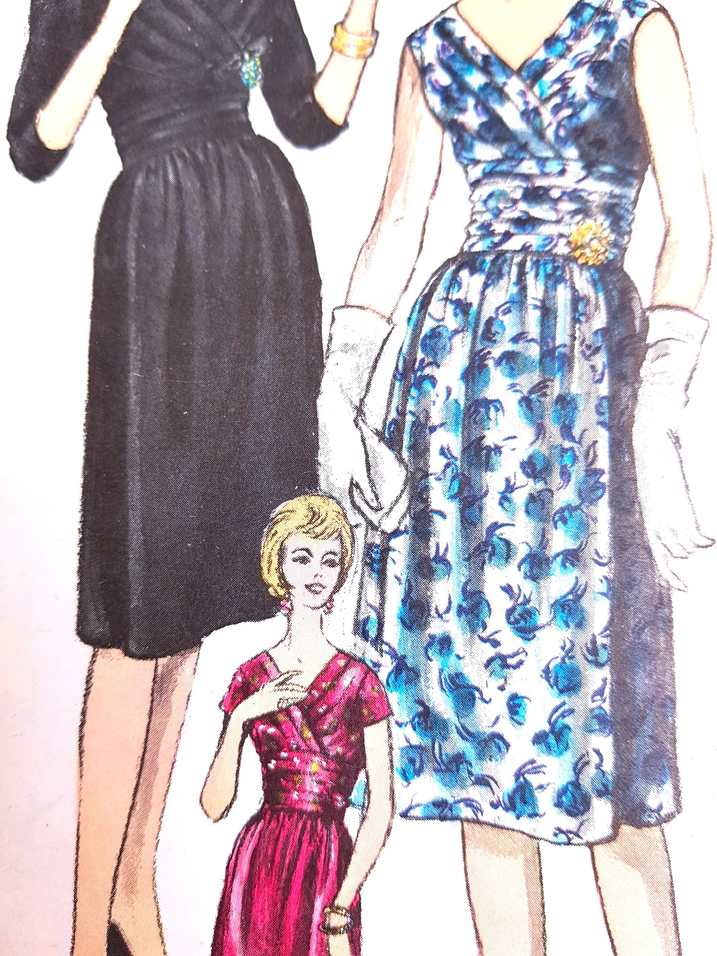 1960s LOVELY Cocktail Party Evening Dress Pattern VOGUE 5467 Three Flattering Designs Bust 38 Vintage Sewing Pattern