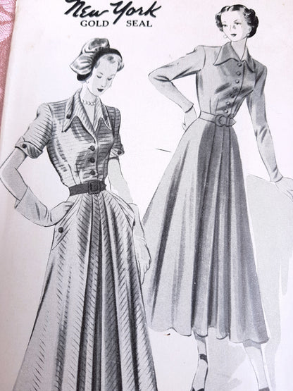 Late 1940s BEAUTIFUL Dress Pattern NEW YORK 467 Louise Scott Creation Figure Flattery, Bust 32 Vintage Sewing Pattern FF