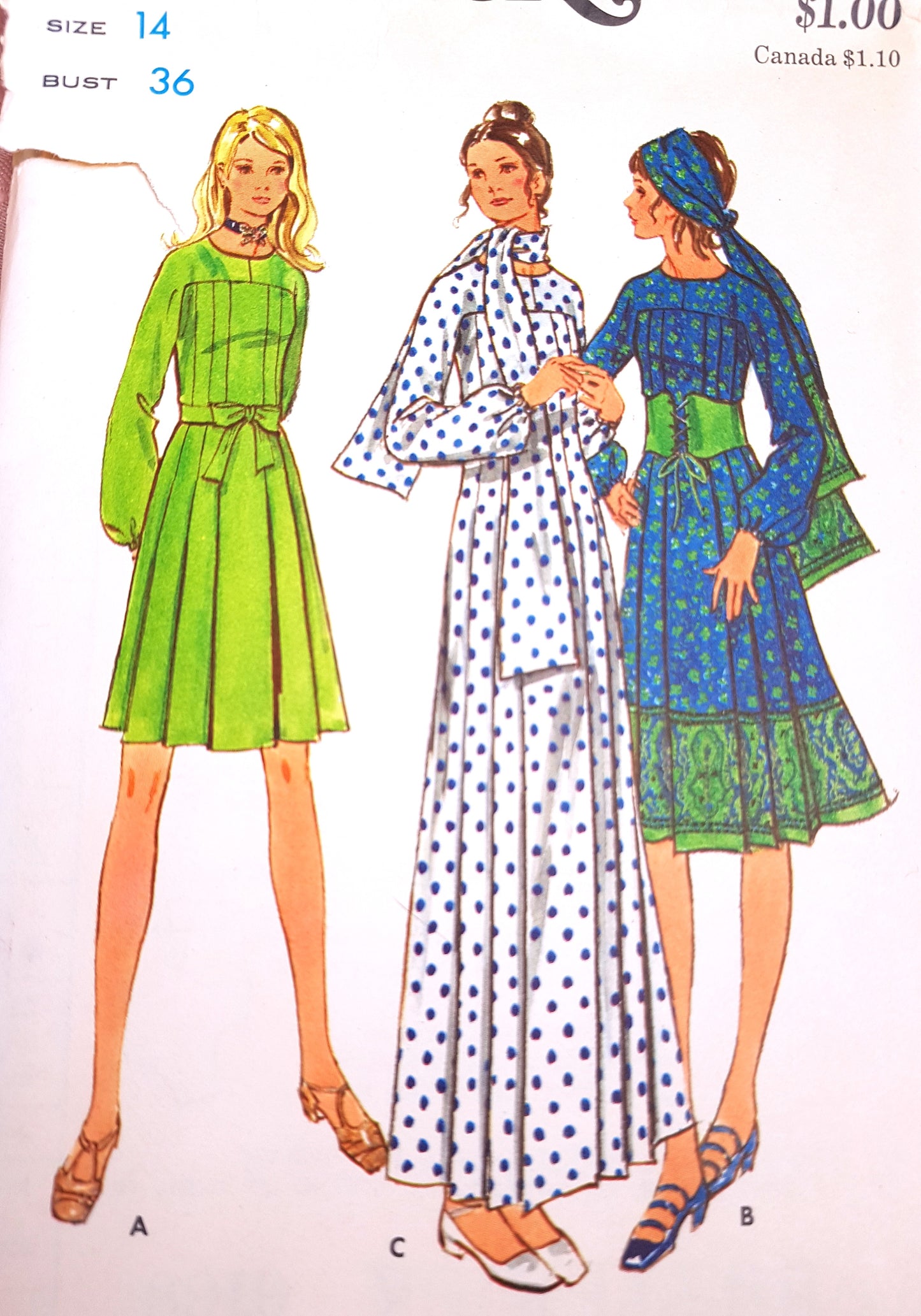 1960s BEAUTIFUL Dress in 3 Lengths Pattern BUTTERICK 6168 Lovely Design Bust 36 Vintage Sewing Pattern FF
