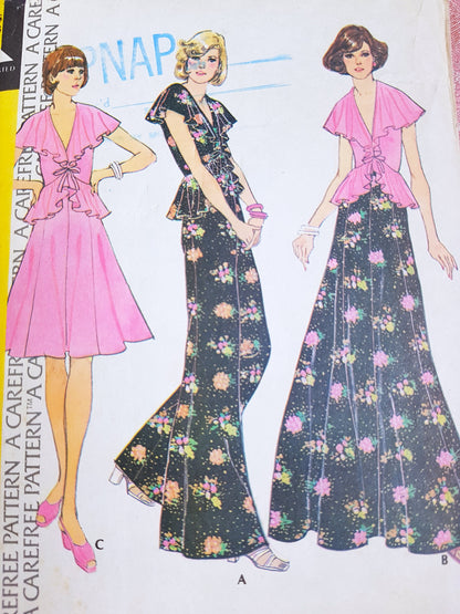 1970s FABULOUS Party Evening Top,Skirt and Pants Pattern McCALLs 4269 Lovely Styles Bust 34 Vintage Sewing Pattern FF