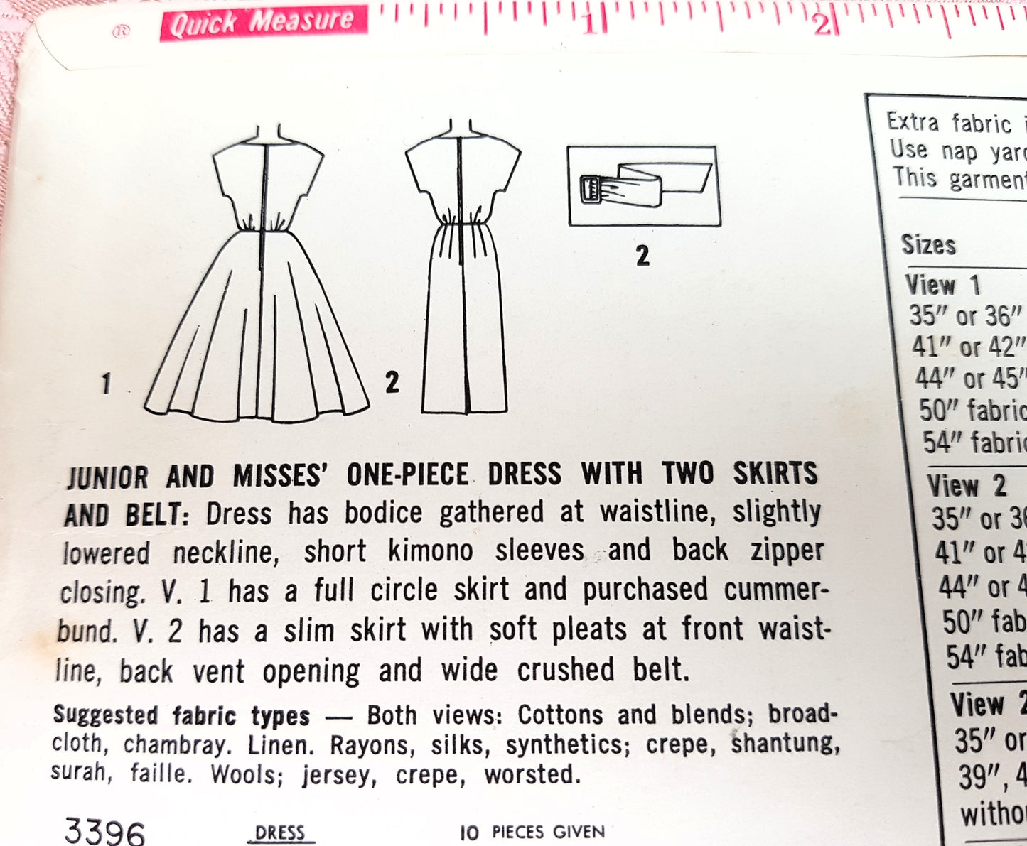 Early 1960s CHIC Bateau Neckline Dress Slim or Full Skirted Pattern SIMPLICITY 3396 Bust 34 Vintage Sewing Pattern FF