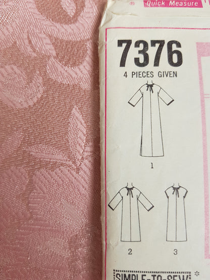 1960s MOD Caftan Style Dress Pattern SIMPLICITY 7376 Bust 32 Three Styles, 2 Lengths, Easy To Sew Jiffy Vintage Sewing Pattern